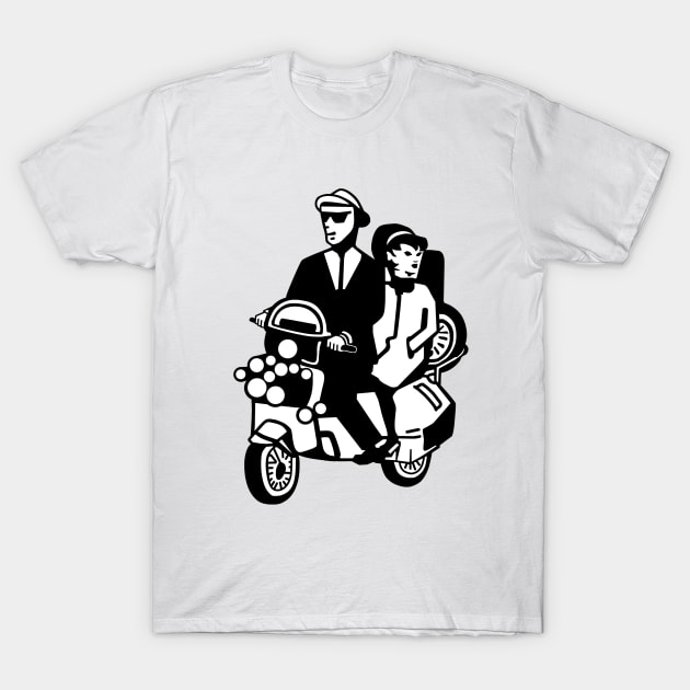 2-Tone Scooter Couple T-Shirt by Miss Upsetter Designs